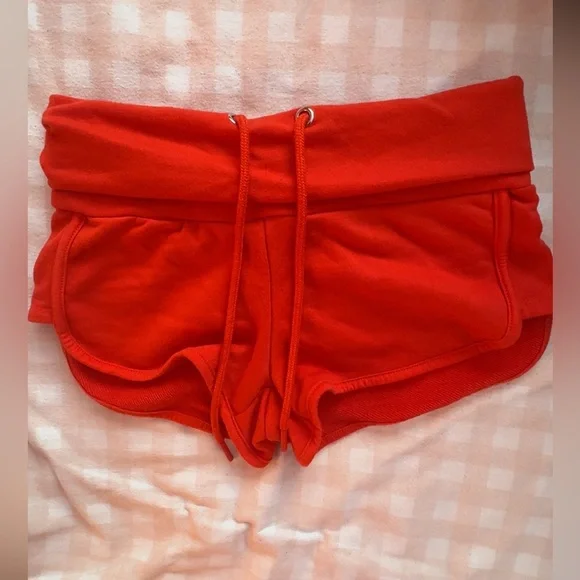 Red Fold Over Shorts - Picture 1 of 3